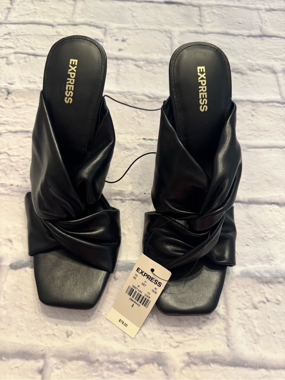 Express Black Knotted Slide Heels